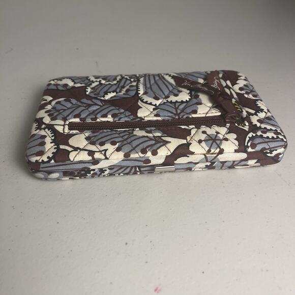 Vera Bradley Blooms Slate Wallet Hard Case Quilted Floral Blue Brown 8x5" - Picture 6 of 13